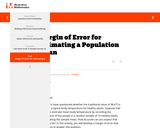 Margin of Error for Estimating a Population Mean