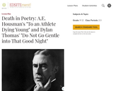 Death in Poetry: A.E. Houseman's "To an Athlete Dying Young" and Dylan Thomas' "Do Not Go Gentle into that Good Night"