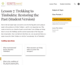 Lesson 7: Trekking to Timbuktu: Restoring the Past (Student Version)