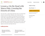 Lesson 4: On the Road with Marco Polo: Crossing the Deserts of China