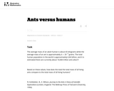 Ants versus humans