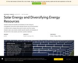 Solar Energy and Diversifying Energy Resources