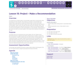 CS Discoveries 2019-2020: Data and Society Lesson 5.15: Project - Make a Recommendation