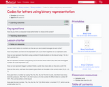 Codes for letters using binary representation (Ages 5 to 7)