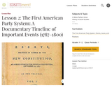 Lesson 2: The First American Party System: A Documentary Timeline of Important Events (1787-1800)