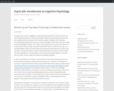 Bottom-up and Top-down Processing: Introduction to Cognitive Psychology