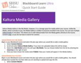 Blackboard Ultra Kaltura Media Gallery - Instructor Quick Start guide