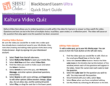 Blackboard Ultra Kaltura Video Quiz - Instructor Quick Start Guide