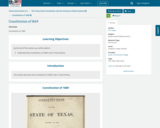 Texas Government 2.0, The Texas State Constitution and the American Federal System, Constitution of 1869