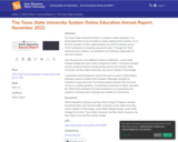 The Texas State University System Online Education Annual Report, November 2022