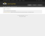 Logic Lecture 1 — HCC Learning Web