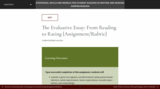 The Evaluative Essay: From Reading to Rating [Assignment/Rubric]