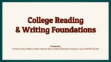 College Reading and Writing Foundations