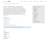 BA 260 - Small Business Management