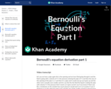 Bernoulli's equation derivation part 1