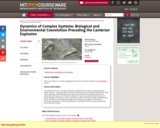 Dynamics of Complex Systems: Biological and Environmental Coevolution Preceding the Cambrian Explosion, Spring 2005