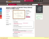 Seminar in Algebra and Number Theory: Rational Points on Elliptic Curves, Fall 2004