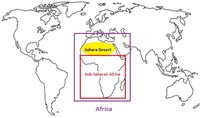 SubSaharan Africa on world map