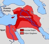 Neo-Assyrian Empire on Middle East Close Up Map