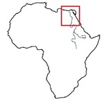 Egypt in square on Africa with Nile River map