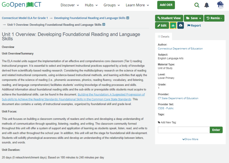 Unit 1 Overview: Developing Foundational Reading and Language Skills