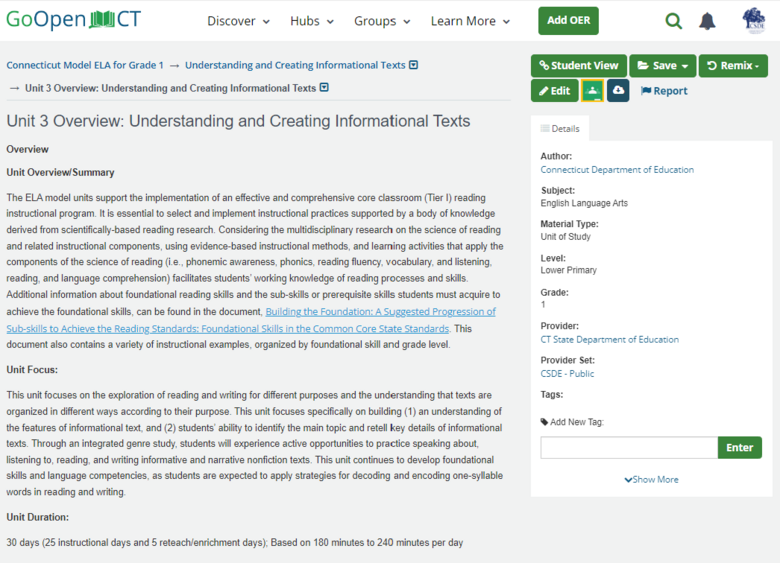 Unit 3 Overview: Understanding and Creating Informational Texts