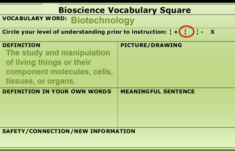 Bioscience Biotechnology  Lesson 1 Unit 3 Year 1