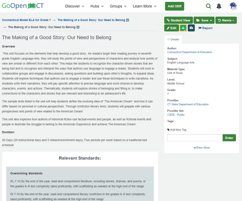 Unit 1 Overview: The Making of a Good Story: Our Need to Belong