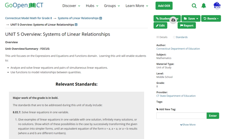 UNIT 5 Overview: Systems of Linear Relationships