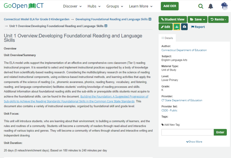 Unit 1 Overview:Developing Foundational Reading and Language Skills