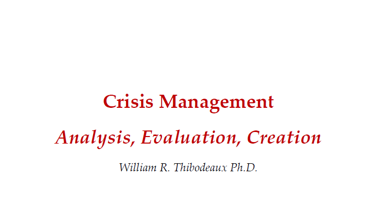 CULA 480: Crisis Management: Analysis, Evaluation, Creation