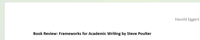 OER Book Review: Frameworks of Academic Writing by Stephen Poulter