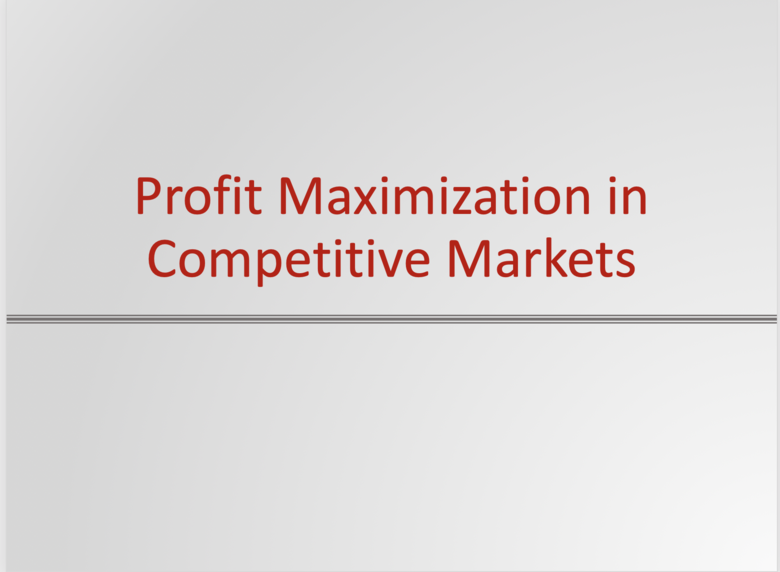 Profit Maximization in Competitive Markets Resources