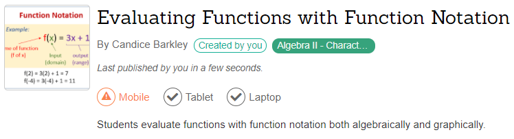 Evaluating Functions with Function Notation