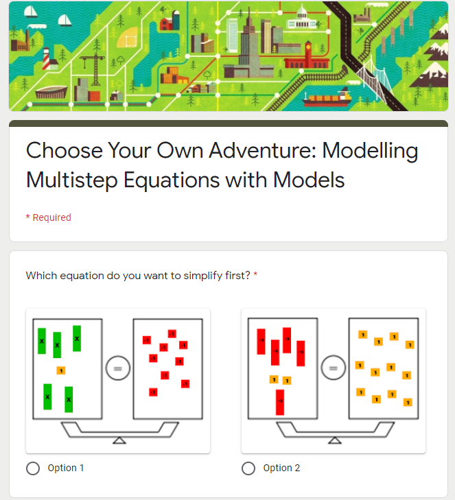 Choose Your Own Adventure (Multistep Equations with Models)