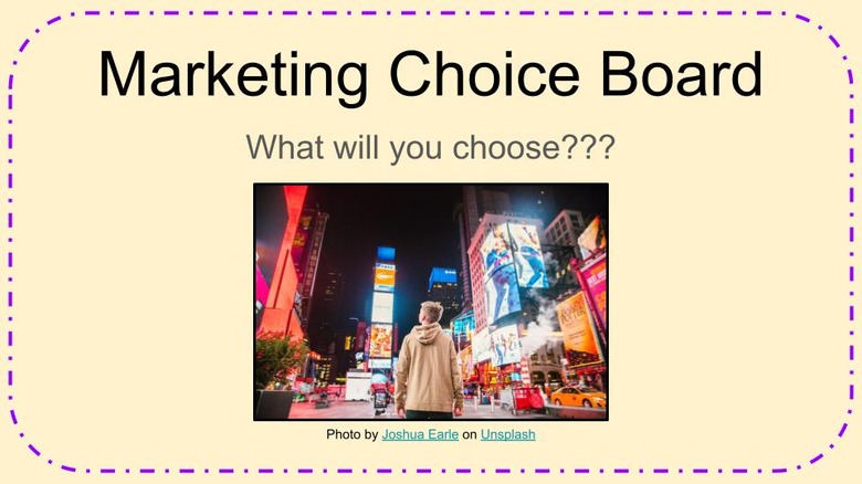 Marketing Choice Board