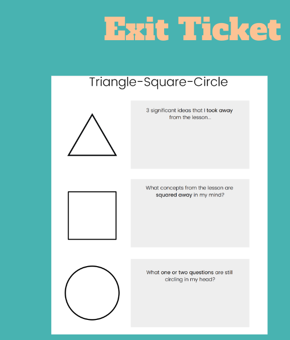 Reflection Strategy: Triangle, Square, Circle