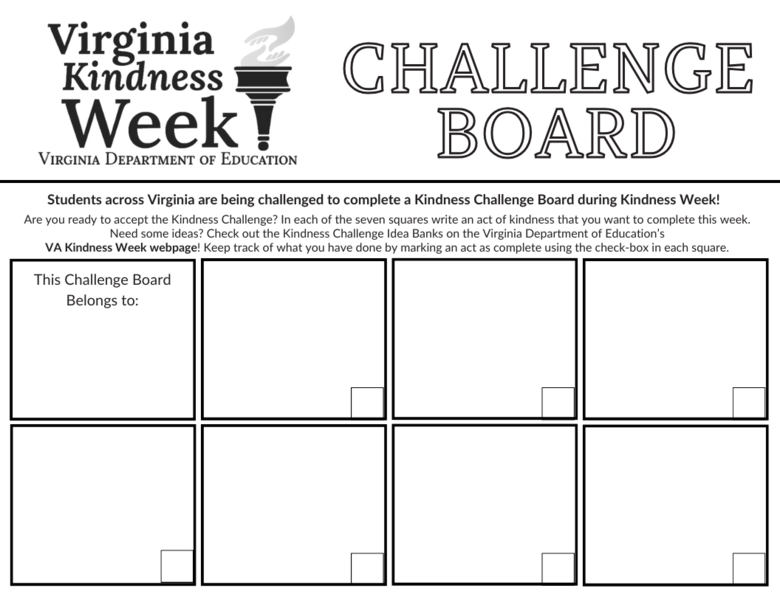 Kindness Challenge Boards & Idea Bank