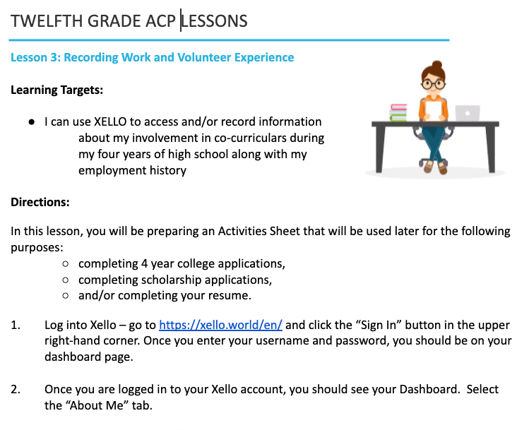 Twelfth Grade ACP Lesson 3 - Recording Work/Volunteer Experience