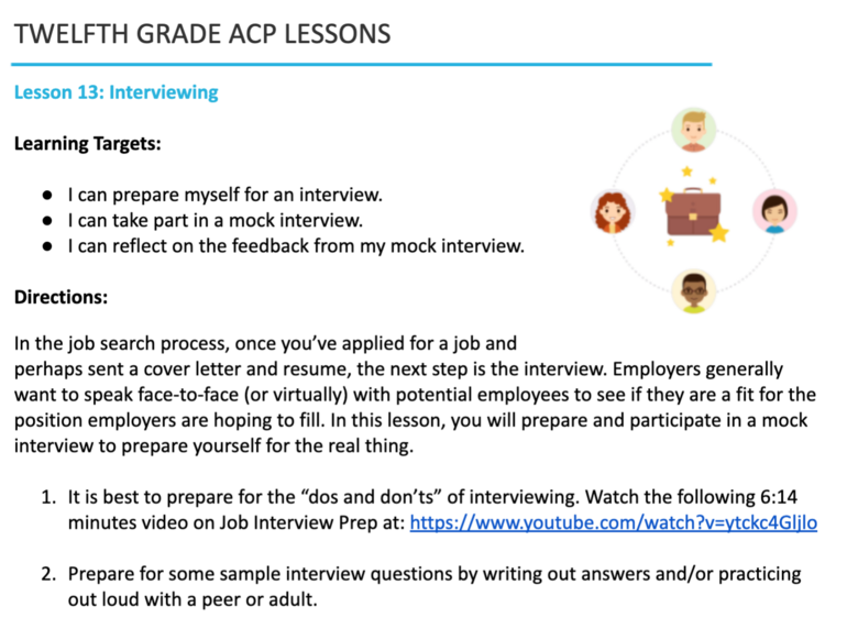 Twelfth Grade ACP Lesson 13 - Interviewing
