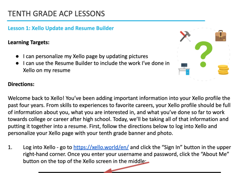 Tenth Grade ACP Lesson 1 - Xello Update and Resume Builder