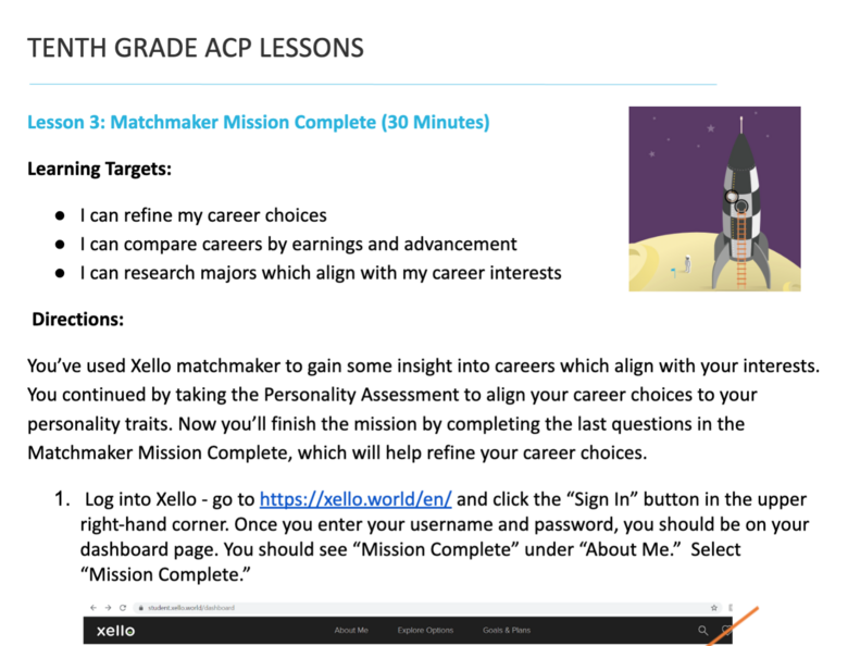Tenth Grade ACP Lesson 3 - Matchmaker Mission Complete