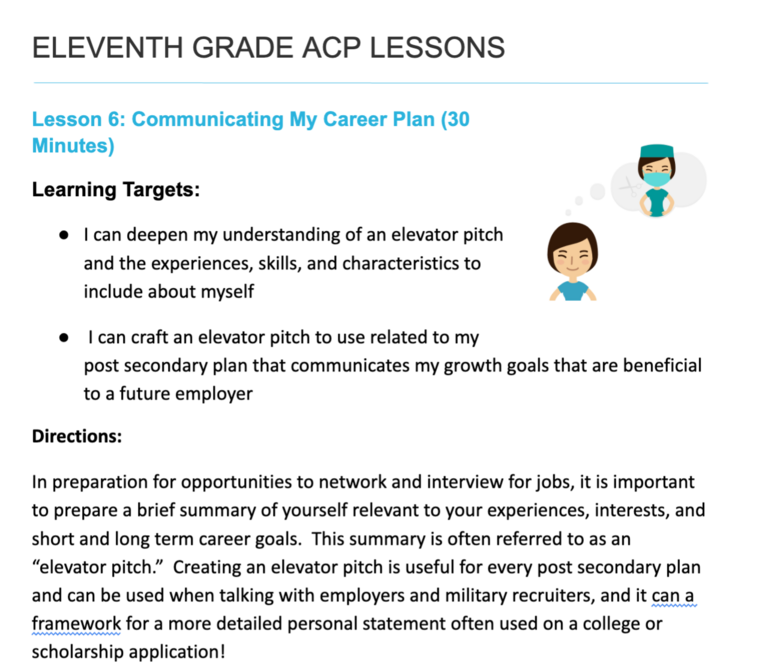Eleventh Grade ACP Lesson 6 - Communicating My Career Plan