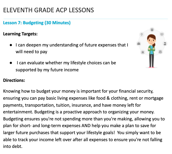 Eleventh Grade ACP Lesson 7 - Budgeting