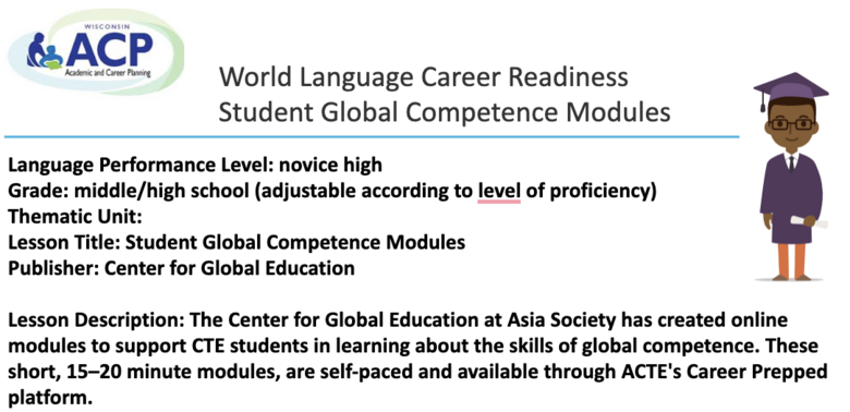 World Language - Career Readiness-Student Global Competence Modules