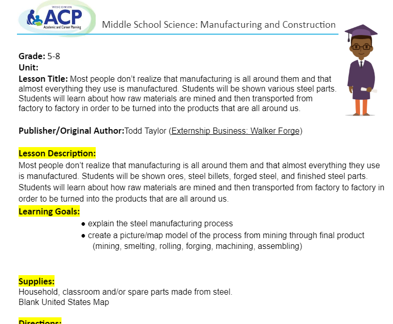 Middle School Science: Manufacturing and Construction