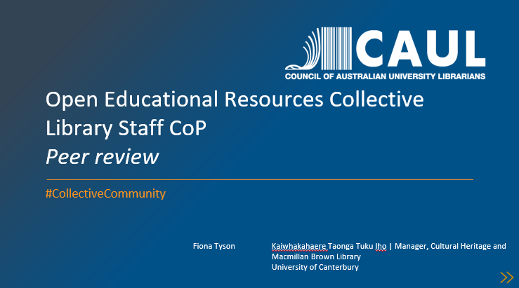 CAUL OER Collective Library CoP Slides: Peer Review
