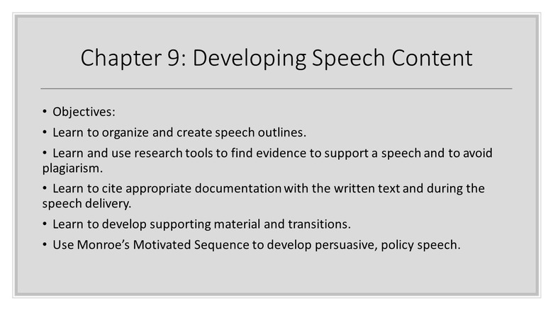 Chapter 9 (Developing Speech Content) PowerPoint