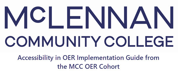 Accessibility in OER Implementation Guide from the MCC OER Cohort