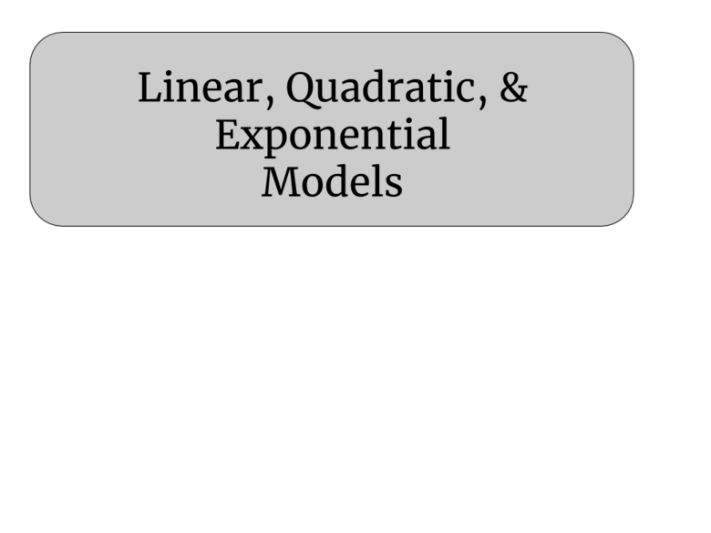 Linear, quadratic, and exponential models and applications activity